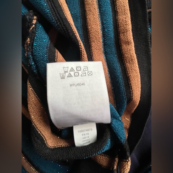 NWT INC International Concepts Blue/Copper Sparkle Long Sleeve Blouse Size Large - Picture 5 of 10